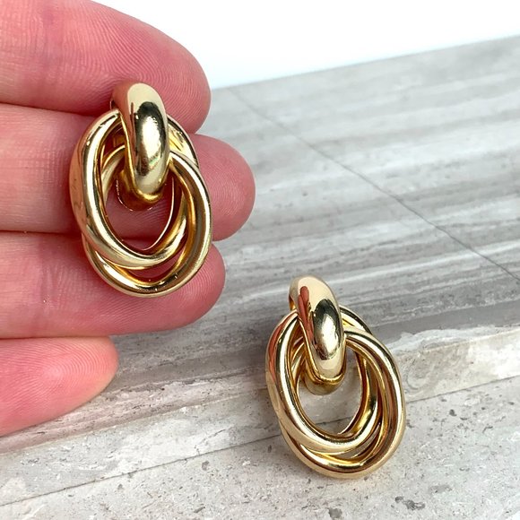 NEW ~ Anthropologie Elongated Gold Linked Earrings - Picture 2 of 6